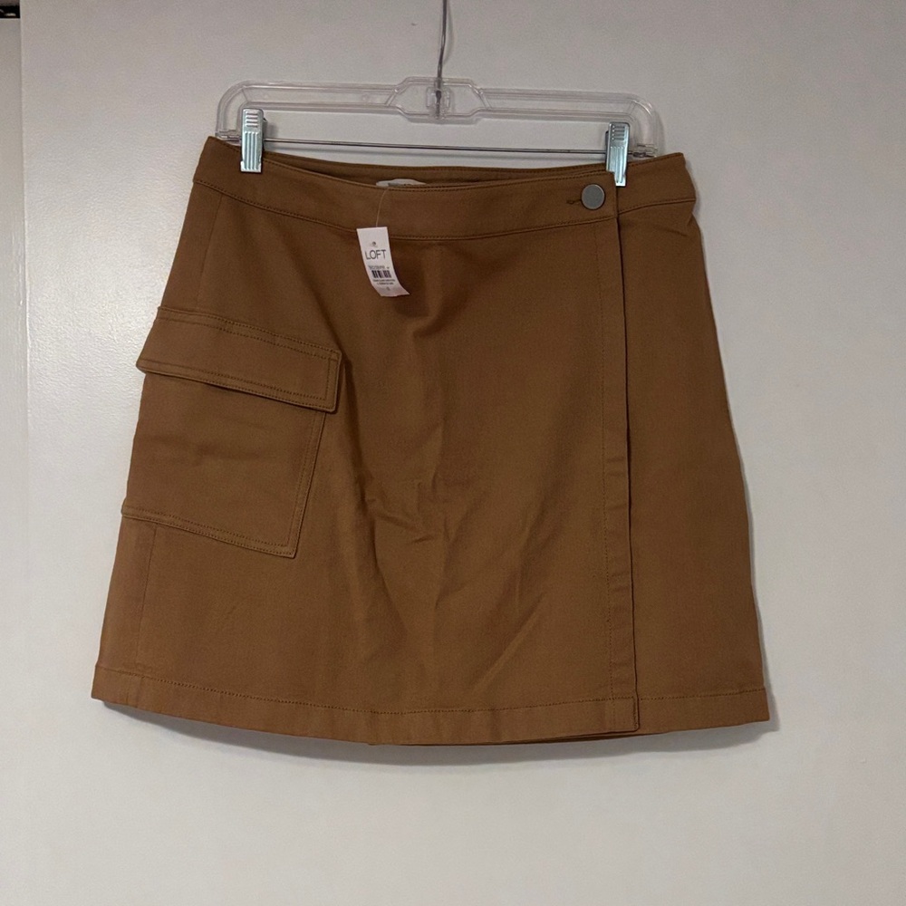 LOFT Tan Skirt with Pocket Detail